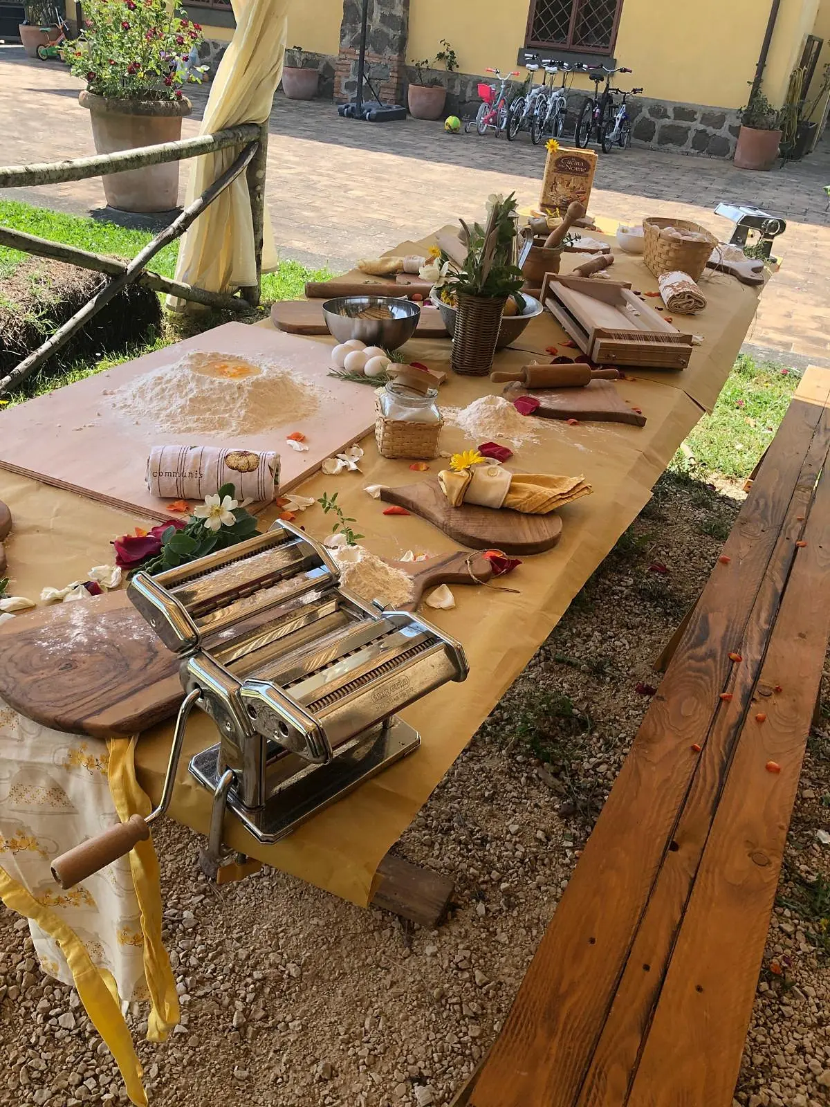 The worktop with freshly made pasta