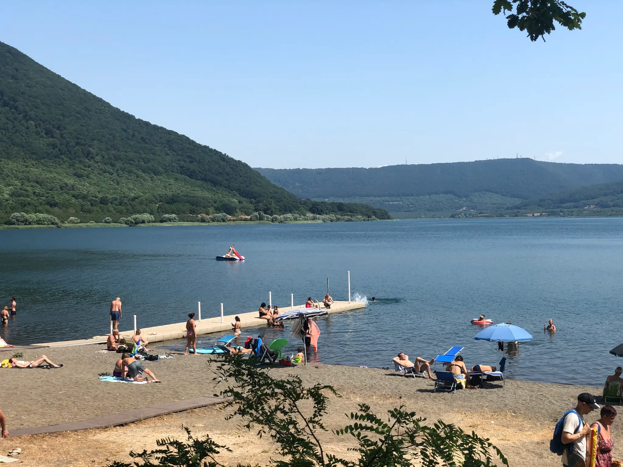 The beach at Lake Vico in summer
