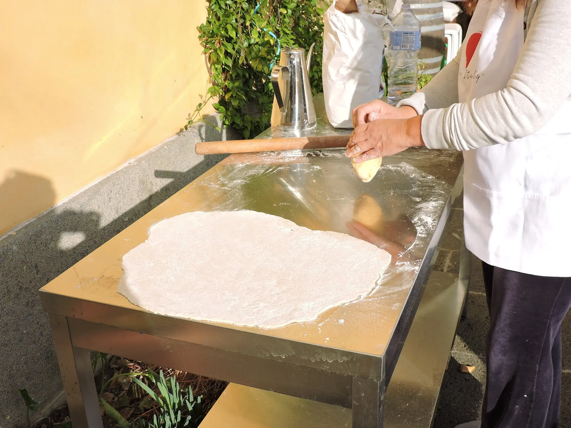 Pasta dough rolled out by hand